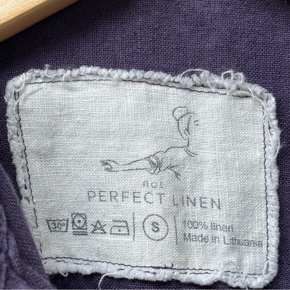 Not perfect linen Eggplant Perth collared buttoned flare dress - Picture 7 of 9